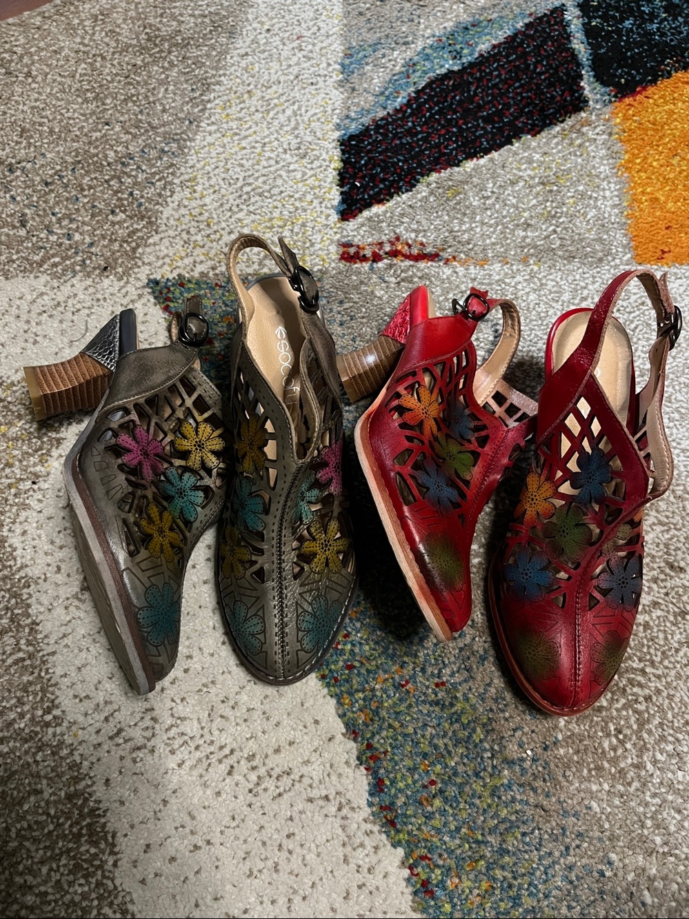 SOCOFY Women's Leather sling Back Bohemian Style Shoes Size 5 - 5.5. NWOB